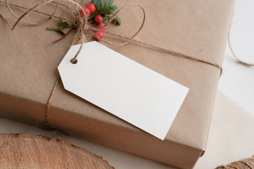 Eco-friendly Gift - a present wrapped in brown paper and tied with twine