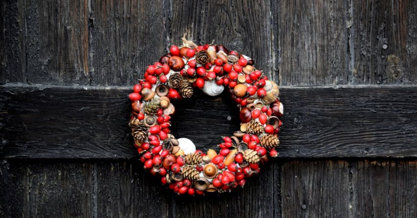 Holiday Season - Red and Brown Fruits Wreath