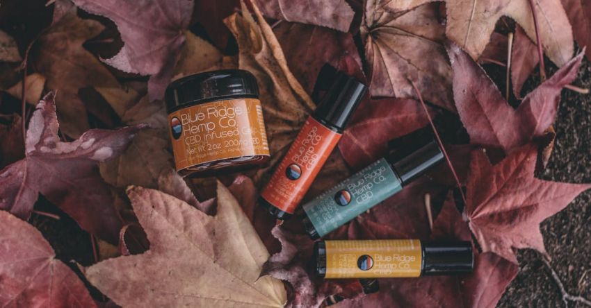 Fall Products - Flat Lay Photography of Several Product Bottles on Withered Leaves