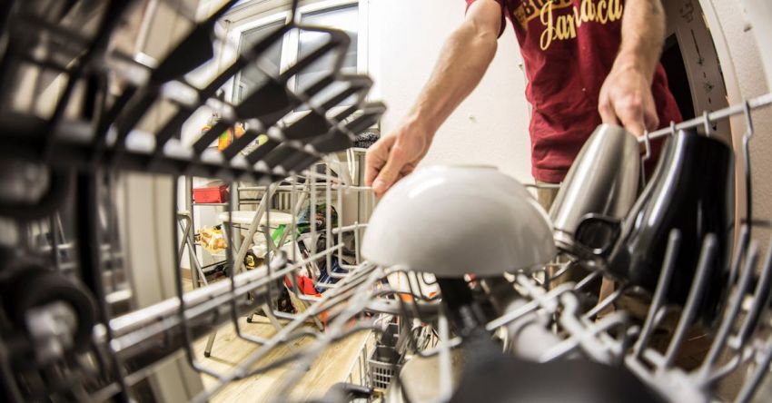 Dishwasher - Fish-eye Photography of Man Pulling the Dishwasher Rack